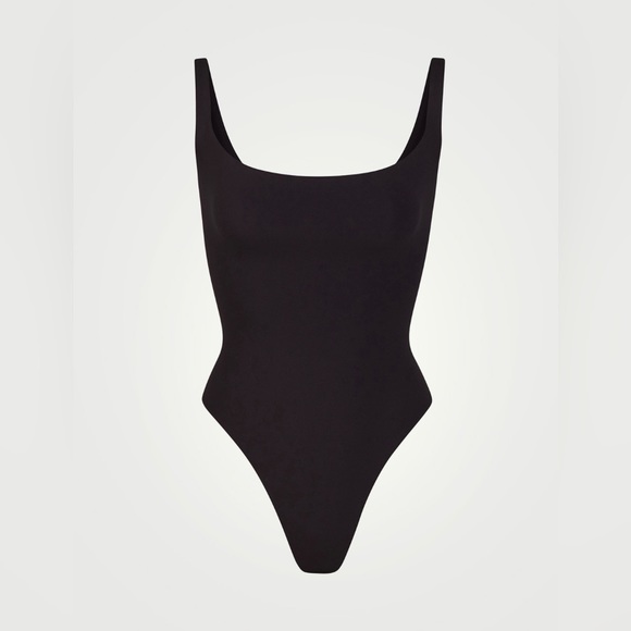 SKIMS Tops - NWT SKIMS Fits Everybody Square Neck Bodysuit Black Onyx Low Scoop Back Thong M